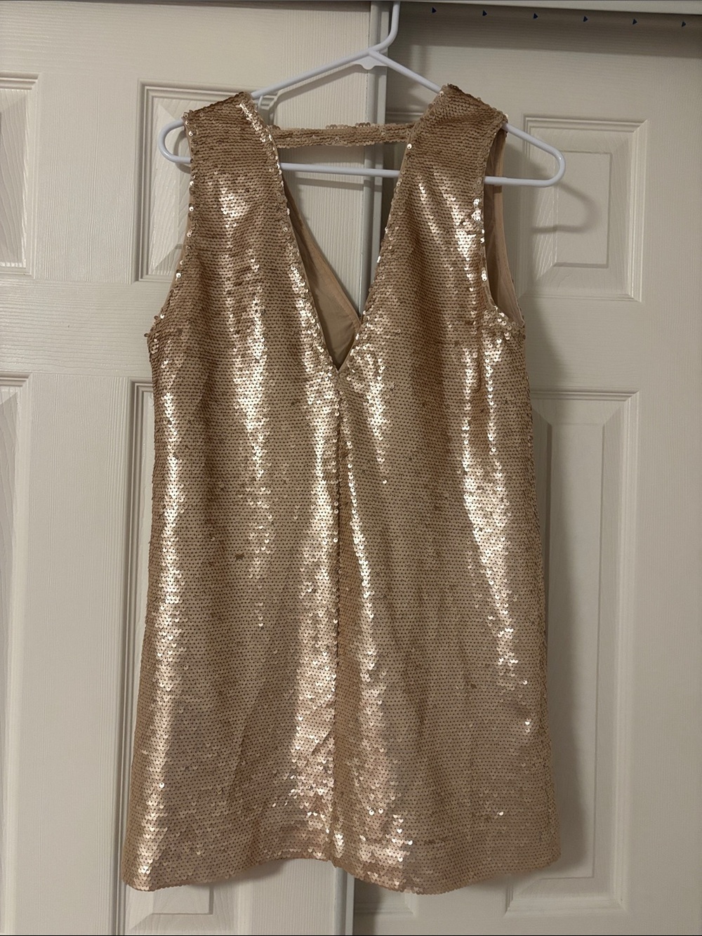 Gold Sequin V-Neck Women’s Party Dress